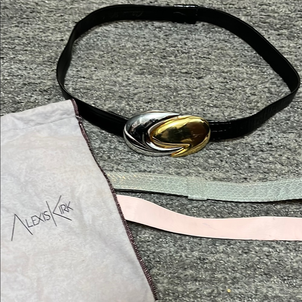 Alexis Kirk Silver and Gold Belt Buckle adjustable and interchangeable straps.